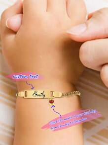 1pc Personalized Engraved Name & Date December Birthstone Bracelet - Stainless Steel Adjustable Faux Crystal Pendant, Elegant And Cute Graduation Gift, Birthday Gift