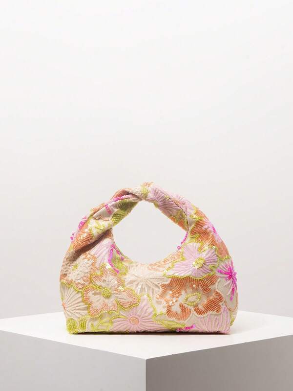 Glanzende, kleurrijke geplooide handtas met pailletten, bloementas, paillettentas, gala-tas, bruidsfeest, gala-accessoires, elegante tas voor vrouwen, bruiloftsartikelen, glinsterende gala-portemonnee (willekeurig patroon)