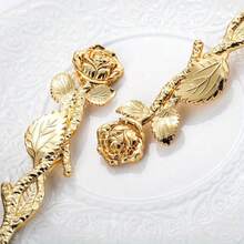 2PCS Vintage Rose Style Cake Cutting Set Pie Cake Serving Kit Pastry Pie Server Cake Pizza Cutter For Wedding Birthday Party Anniversary Celebrations - Gold-Rose - View 5