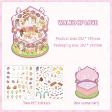 New 2.5D Scene Stickers - 2pcs Stickers + 1pc Scene Card, Cartoon Simulation Management, Landscaping Stickers Creative 3D Stereo Miniature Scene Paste, Cute Stress Relief DIY Painting, Intelligent Small House Storage Stickers, No-Cut Scenery Stickers, 3D Layered Stereo Small House Stickers