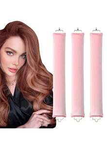 3/1 件无热卷发器隔夜吹干卷发器，配有奢华包包丝巾，无热卷发器头带，适合睡眠，无热卷发器头带带钩，适合所有发质，适合大波浪卷发和睡前卷发，3 厘米超大直径，非常适合懒散的人、返校、旅行度假必需品、女士发饰