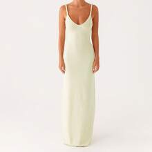 Women's Twisted Straps Bodycon Long Maxi Dress Summer Sleeveless Spaghetti Straps Slim Fit Deep V-Neck Backless Cami Dress Party Clubwear Holiday Beachwear Solid Color Tank Dress Sundress - màu xanh lá - Xem 3