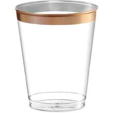Disposable 8 Oz Crystal Clear Plastic Tumblers With Gold Rim For Party's & Weddings Pack Of 50 - Rose Gold Rim - View 4