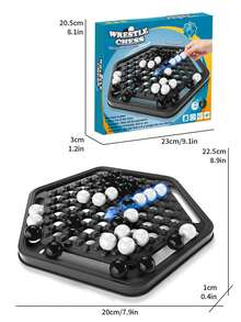 二合一大力士推棋和四子棋桌面棋盘游戏，黑白策略棋，家庭聚会互动游戏玩具，节日派对礼物 - 二合一黑白遊戲棋 - 查看 7