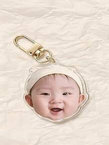 1pc Customized Portrait Acrylic Keychain, Personalized Photo Keychain Gift For Boyfriend/Girlfriend, Husband/Wife, Dad/Mom, Photo Gifts For Valentine's Day, Birthday, Baby Anniversary, Father's Day, Mother's Day, Unique Gift For Her/Him Back To School