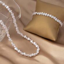 Elegante juego de collar y aretes de perlas doradas falsas - Apropiado para bodas y uso diario, Joyería de boda | Accesorio de moda | Chapado en oro KC