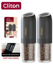 CLITON Festive Holiday Gift Set 2025 - Smart Gravity Electric Salt & Pepper Grinders With LED Light, Adjustable Coarseness (9 Stylish Colors) - Perfect Kitchen & BBQ Essential For Christmas, Birthdays - Choose Single/Twin Pack