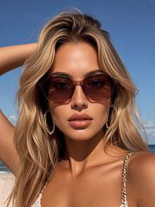 Personalisierte Hot-Girl-Stil technologische 1 Stück runde Plastikrahmen verspiegelte reflektierende Modebrille, für Frauen-Straßenfotografie, Urlaubsoutfits, Geschenk, Partydekoration geeignet für alle Gesichtsformen für Sommerurlaub, Outdoor, Reisen