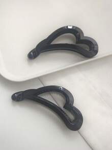 2 件女士实心心形空心香蕉垂直夹发饰，马尾辫夹上的简单扭夹，高档无缝 PP（聚丙烯）一体式发夹，适合所有季节，扁平爪夹 - 彩色 - 查看 8