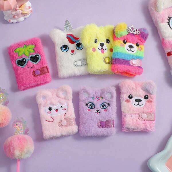 Children's Cartoon Plush Notebook, A Cute 4.13-Inch Plush Notebook With 80 Sheets Of Paper, Perfect For Recording, Homework, And Planning