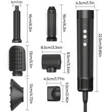 UKLISS Secador de Cabelo 7 em 1 | Escova de Ar Quente, Auto Encaracolamento e Alisamento | Motor Profissional de 110 mil RPM | Estilo Rápido em 30s | 7 Cabeças Intercambiáveis | Conjunto de Presentes do Dia dos Pais + Prime Day | Pronto para Viagem no Verão (Preto)