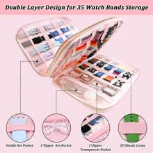 Watch Strap Storage Box Suitable For Apple Watch Straps, Soft Velvet Strap Holder Suitable For 35 Straps, Portable Travel Storage Bag Suitable For Straps, Needles, Headphones, And Other Accessories
