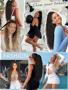 马尾接发 30 英寸长卷发波浪形抽绳马尾接发 合成发夹接发 自然造型合成假发 女士适用 - 彩色 - 查看 7