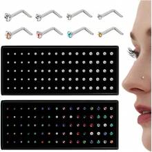 Milacolato Nose Rings Studs For Women Men - Straight Or L Shaped Surgical Stainless Steel Small Nose Studs Pin - Hypoallergenic 20G 22G Tiny Nose Piercing Jewelry 1.5/2/2.5/3 Mm CZ - 彩色 - 查看 13