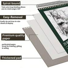 9 X 12 Inches Sketch Book, Top Spiral Bound Sketch Pad, 1 Pack 40-Sheets (68lb/100gsm), Acid Free Art Sketchbook Artistic Drawing Painting Writing Paper For Adults Beginners Artists,For School Supplies,Back To School