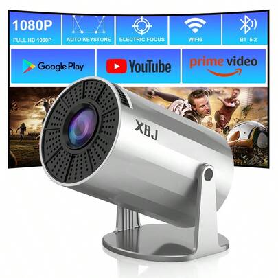 XBJ 2025 New Upgraded High-Definition Smart Projector, Portable Projector With 2.4/5G WiFi Dual-Band Wireless & 6+ BT4.2,Projector With Bluetooth, Proyector Cine En Casa ,200-Inch Screen. Essential For Home Theaters And Outdoor Camping, Outdoor Projector.Proyector Complimentary Remote Control,With Projector Screen