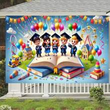 1pc Graduation Backdrop Cloth - Vibrant Celebration Scene With Balloons, Ribbons, Reusable Multipurpose Home Party Decor For Photo Booths, Graduation Parties, And Festivals, Photo Booth Backdrop | Celebratory Atmosphere | 2D Flat,Notmulti-Layer Or Real Model
