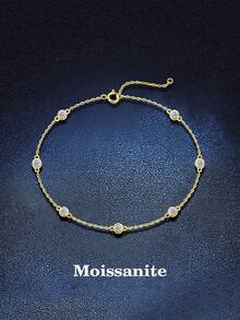 BLOVEMEE 1 سوار فضة إسترليني عيار 925 مرصع بحجر الموسانيت ذو طراز أنيق، مناسب للسيدات للارتداء اليومي، العمل، الحفلات، العطل، عيد الميلاد، عيد الحب، عيد الأم، عيد الفصح، أعياد الزواج، عيدالميلاد، هدية مجوهرات - ذهبي أصفر - مشاهدة 1