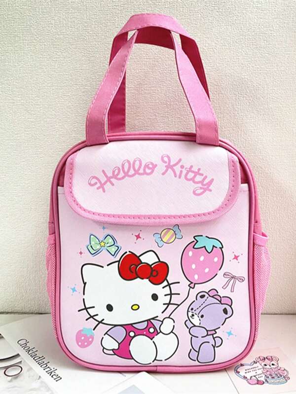 Sanrio 1pc Cute Character Insulated Lunch Bag - Durable Oxford Cloth, Hand Washable, Rectangle Thermal Lunch Cooler Bag With Zipper Closure - Hello Kitty, Kuromi, Cinnamoroll Design, Suitable For School, Work, Picnic Cartoon Kuromi Lunch Box Bag Thermal Tote Large Capacity Meal Carry Bag