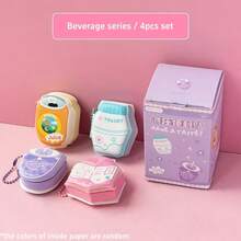 1/4 件减压记事本，可爱甜点饮料游戏系列迷你记事本，带挂饰，可爱便携式异形记事本，办公室学校学生礼物，学校用品，返校