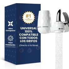 PURA SOMOS AGUA| Purificador de Agua Mini, filtro de agua para casa directo al grifo, roscado, Agua sin Cloro ni Olores ni Sabores.Mantenimiento cada 12 Meses, olvídate de los garrafones - Cerámica - Ver 12