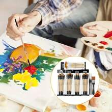 Set di 32 pennelli in nylon - tondi, nocciola, piatti, a ventaglio, angolati e per dettagli, adatti per acrilici, oli e pittura ad acqua, ideali per artisti e studenti, materiale scolastico, back to school