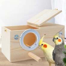 Natural Pine Wood Bird Nesting Box Parakeets, Lovebirds, And Other Small Birds ( Size) - M - View 4