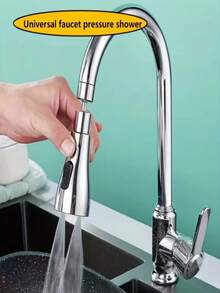 1个厨房水龙头延长杆，带3档可调节水喷头，360°旋转ABS黄铜连接防溅水龙头喷头，厨房用品，厨房配件，厨房工具 - 彩色 - 查看 3