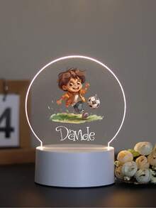 1 件定制名字创意礼物足球男孩 3D 灯光幻觉 LED 夜灯暖光/彩虹生日礼物圣诞礼物情人节礼物结婚礼物男孩女孩或朋友装饰台灯夜灯