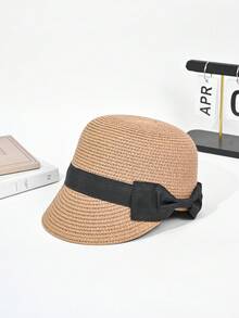 1 Pc Women's Autumn Hat, Knitted Equestrian Cap, Fashion Elegant Sun Protection Hat, Breathable Snapback, Suitable For Daily Outdoor Activities And Shopping