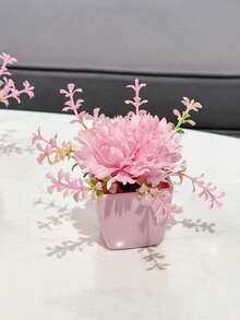 1pc/3pcs 3-4inch(H) Mini Pink Potted Artificial Flowers For Home, Bedroom, Living Room, Wedding, Birthday, Graduation, Party And Desktop Decoration
