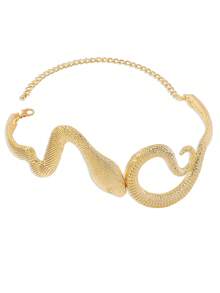 ZAA 蛇形锁骨链 夸张金属风格项链 立体蛇形个性项链 不对称复古项链 嘻哈配饰 - 金色 - 查看 6