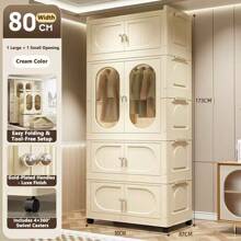 5/4/3/2/1 Layer Simple Wardrobe Clothes Storage Cabinet Closet, Foldable Home Use Garment Rack For Kids Bedroom, Rental Units Without Installation