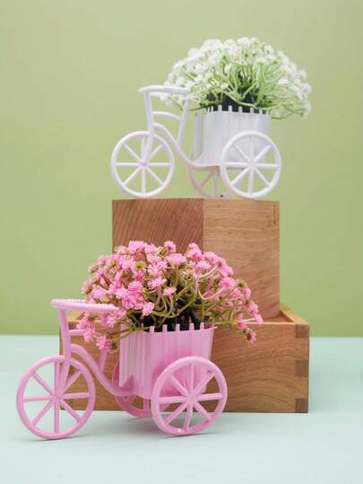 Joivida 1 件塑料迷你自行车篮桌面装饰、人造盆栽盆景、仿真植物房间装饰、新年、感恩节、圣诞节礼物、情人节装饰、拉玛桌装饰、派对使用、家庭用餐、花园使用、婚礼装饰、高端咖啡厅用品、特殊礼物、清爽春夏装饰