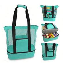 Nova Bolsa de Praia, Bolsa de Viagem e Piquenique ao Ar Livre, Bolsa de Praia Térmica e Preservante de Gelo, Bolsa de Praia de Tela Criativa Multifuncional com Bolsa de Gelo, Essencial para Viagens de Verão