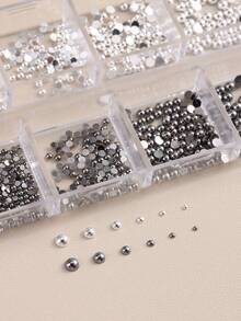 Bộ dụng cụ trang trí nghệ thuật gồm 12 ngăn đựng bút bi nam châm hình bán nguyệt bằng thép mạ vàng và bạc, hạt nhựa nhỏ bằng thép không gỉ hình trứng cá muối, sơn gel móng tay, dụng cụ làm móng. - Nhiều màu - Xem 9