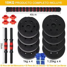 ALLINLIFE Conjunto de mancuernas y barra ajustables para hombres, peso - 10kg 15kg 30kg 40kg 50kg, incluye barra y rueda para abdominales, con barra y barra de extensión - equipo deportivo, negro