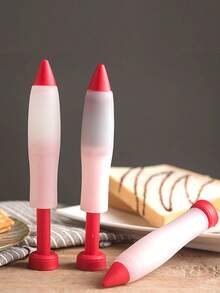 1PC/2/3PCS 蛋糕装饰笔、奶油绘画笔、烘焙喷嘴、烘焙刷、装饰笔、装饰工具、烘焙工具、厨房用品 - 紅色 - 查看 2