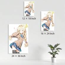 1 Pc Canvas Painting,Anime Girl, Long Blonde Hair, Pigtails, School Uniform, Blue Skirt, Wall Art, Different Sizes ,Wood Framed Painting (1) Thickness 2.5 Cm/ 1 Inch-Home Decoration For All Occasions,Ideal New Year, Valentine's Day,Thanksgiving,Easter,Christmas Gift,Room Decoration Aesthetic,Wall Decoration Art,Perfect Gift,Autumn And Winter Wall Decoration,Living Room Decoration, Bedroom Decoration, Kitchen Decoration, Entry Decoration, Bathroom Decoration, Direct Wall Painting, High Quality Wall Painting Poster,Modern Home Decoration Stretched And Framed Ready To Hang - Black - View 2
