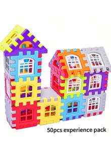 50/100/130pcs Colorful House Building Blocks, Large Blocks, Children's Room Decor House Blocks, Tabletop Game Enlightening Creative Toys, DIY Assembly Toys, Birthday Gift