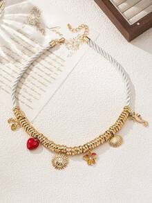 1 件多色海洋主题时尚个性化甜美项链精致高端锁骨链女士 - 彩色 - 查看 3