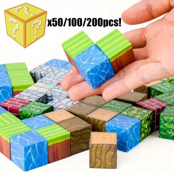ZOULEBAOBEI Random 50/100pcs Magnetic Blocks, Magnetic Cubes Stacking Toys, STEM Sensory Toys Suitable For Children Boys Girls Aged 3-8, Christmas Birthday Gift