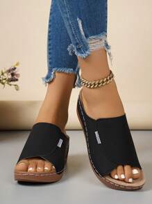 Damen Lässig Mode Zehentrenner Keilsandalen, bequeme Plateausohle