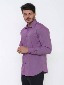 Rand paul Men's Long Sleeve Striped Dress Shirt, Easy Iron Egyptian Cotton Fabric - 中紫紅色 - 查看 6