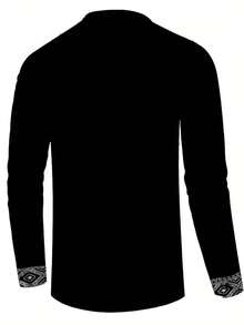 Men's Gentleman Dignified Simple Long Sleeve Shirt, Business Casual, Fall - Black - View 3