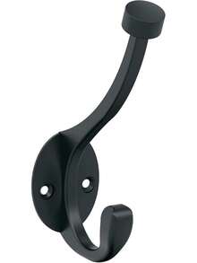 Amerock Adare - Gancho decorativo de pared tradicional de doble punta, color negro mate - Mate negro - Ver 2