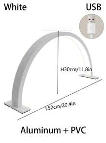 1PC 14-Inch/20-Inch Acrylic Nail Lighting Lamp, Semi-Circular Nail And Beauty Lighting Desk Lamp, LED Lighting Desk Lamp, USB-Powered, Suitable For Commercial Nail Lighting, Beauty Lighting Lamps, White/Pink.