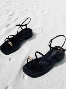 2025 Sommer Neue Offene-Zehen Römische Sandalen für Damen, Fee-Stil Flach Weichsohle Strand Sandalen, Modisch