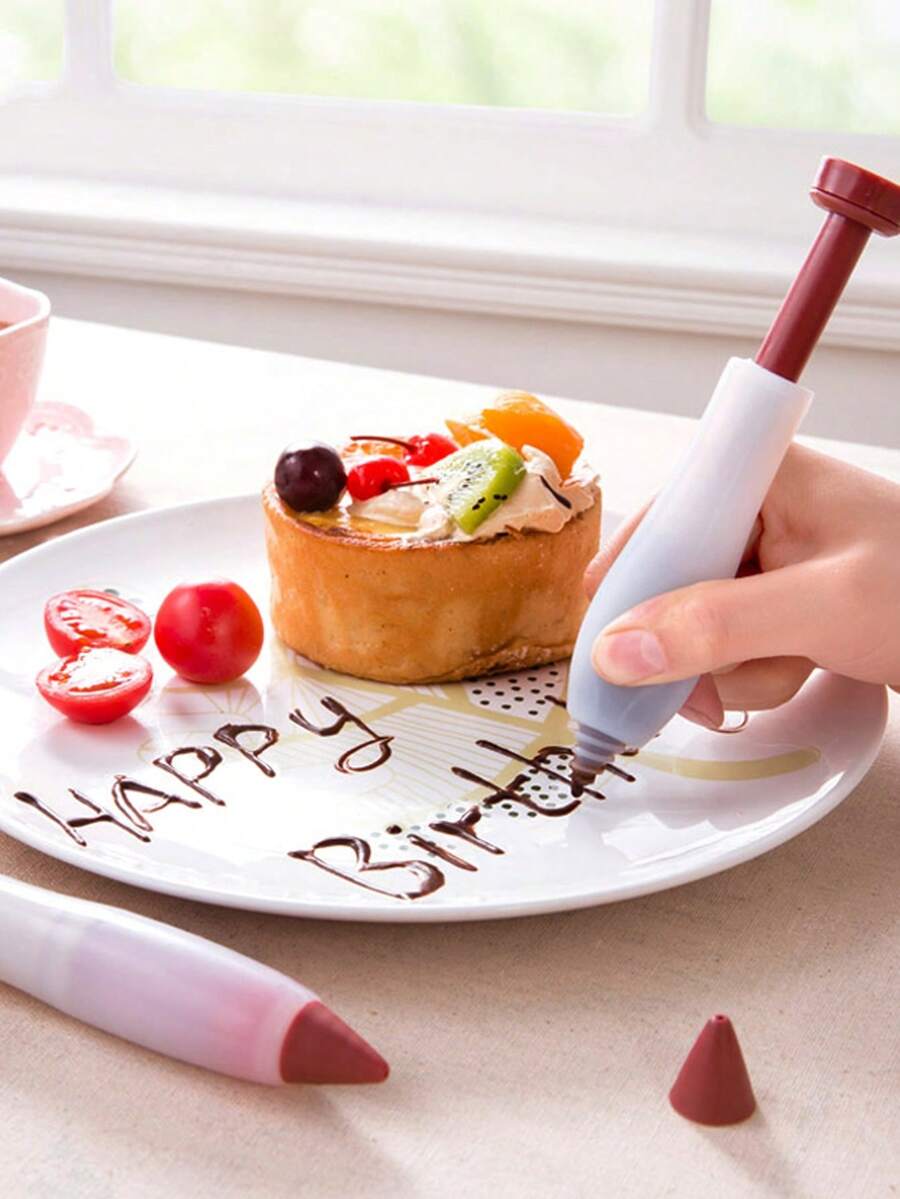 1PC/2/3PCS 蛋糕装饰笔、奶油绘画笔、烘焙喷嘴、烘焙刷、装饰笔、装饰工具、烘焙工具、厨房用品 - 紅色 - 查看 1