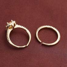 2pcs Micro-Paved White Zirconia Gold-Color Rings, Fashionable Luxury Rings, Daily Wear Or Gift For Girlfriend